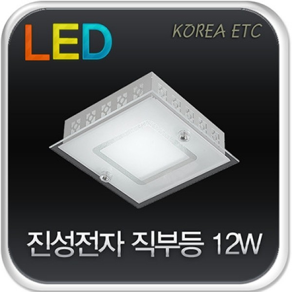 ETC,진성전자/Hi-Q/LED 사각 직부등/12W/현관등 복도등 베란다등/유리/LED 전구 조명 램프