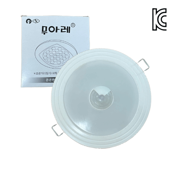 ETC,신형 무아레 LED 4인치 2W 센서 다운라이트 현관 베란다 매입등 조명 주광색 흰빛